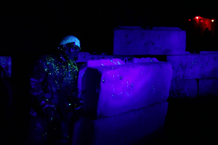 a person in a dark room